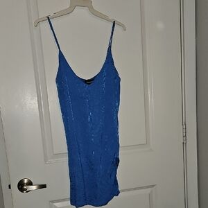 Blue Slip Dress Animal Pattern Small